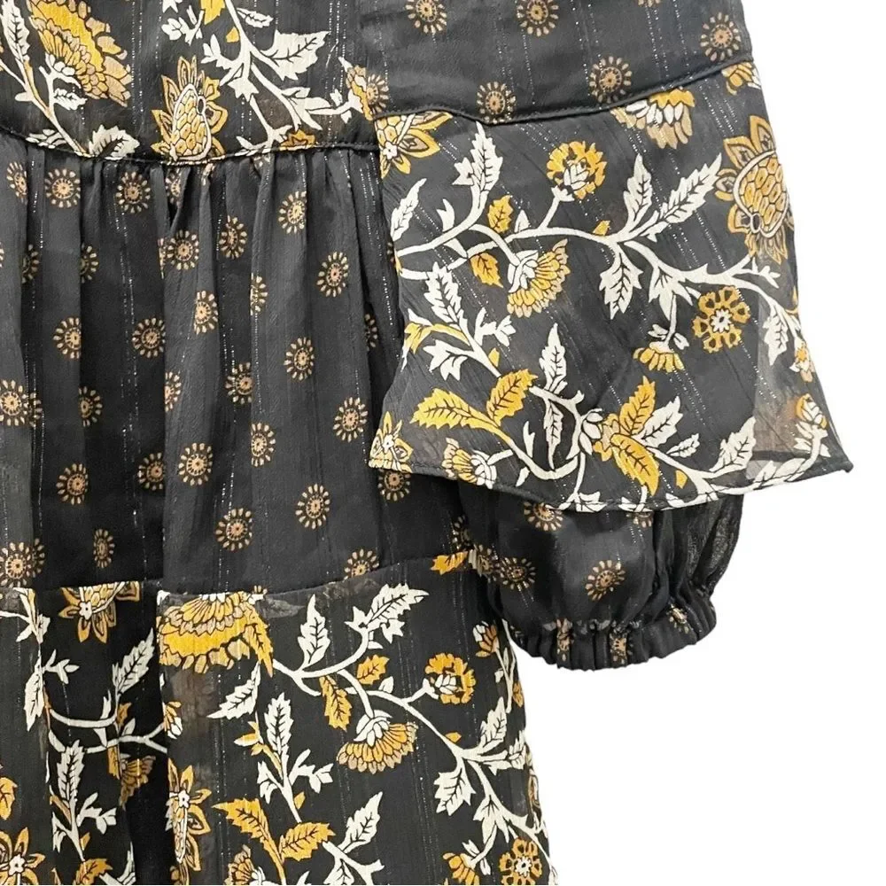 Michael Kors Mixed Botanical Print Georgette Dress Boho Flowy Women’s Size XXS